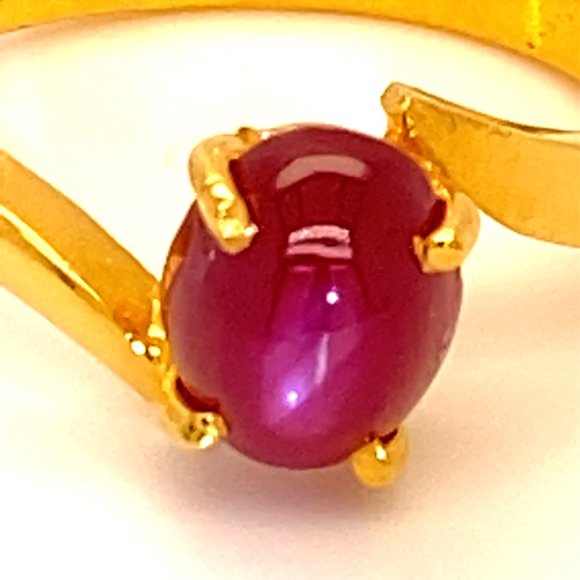 Certified Cats Eye Ruby 2.28ct Solid 22K Gold Ring - Picture 9 of 10